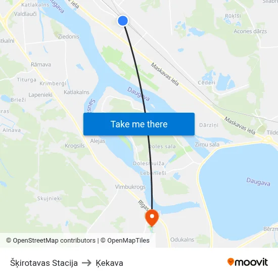 Šķirotavas Stacija to Ķekava map