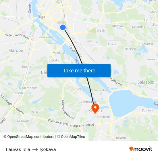 Lauvas Iela to Ķekava map