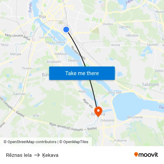 Rēznas Iela to Ķekava map