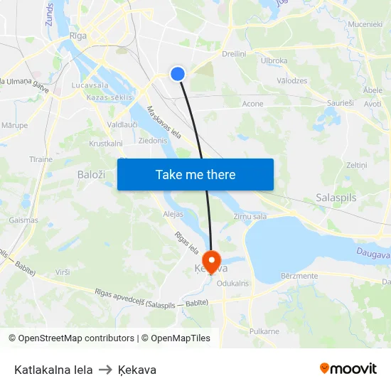 Katlakalna Iela to Ķekava map