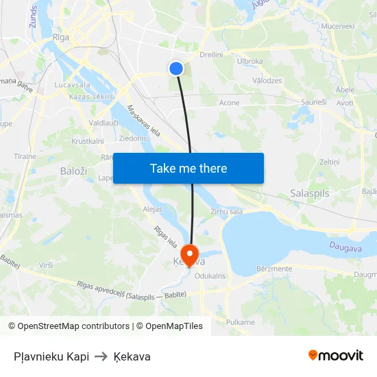 Pļavnieku Kapi to Ķekava map