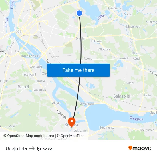 Ūdeļu Iela to Ķekava map