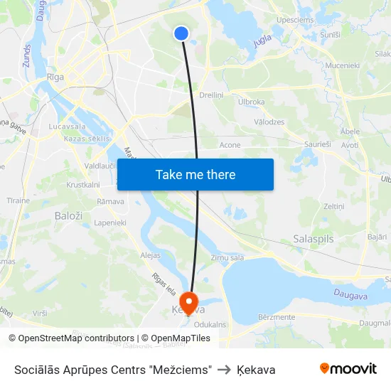 Sociālās Aprūpes Centrs "Mežciems" to Ķekava map