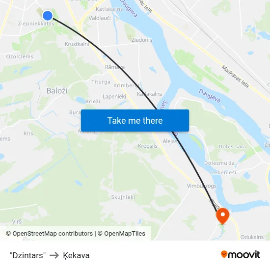 "Dzintars" to Ķekava map