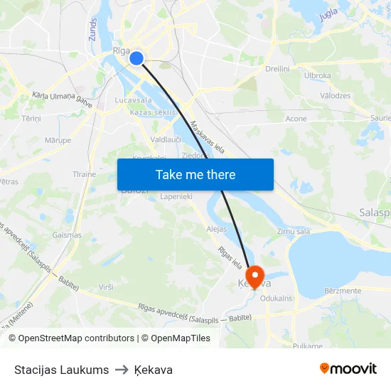 Stacijas Laukums to Ķekava map