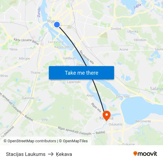 Stacijas Laukums to Ķekava map