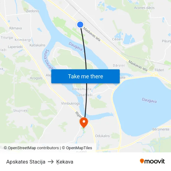 Apskates Stacija to Ķekava map