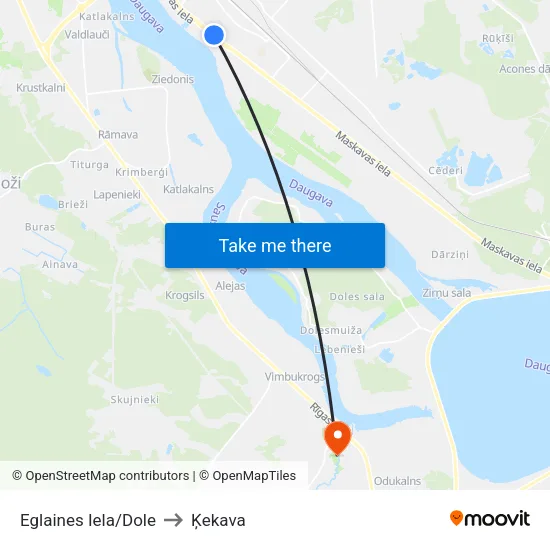 Eglaines Iela/Dole to Ķekava map