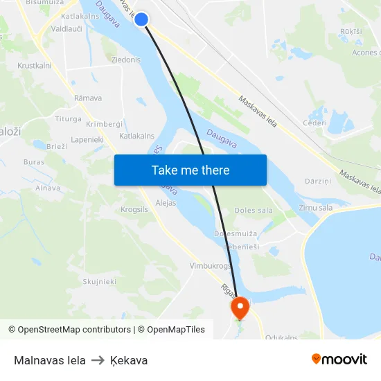 Malnavas Iela to Ķekava map