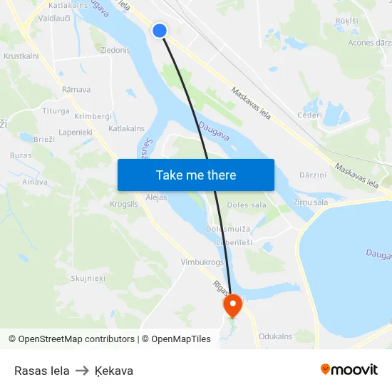 Rasas Iela to Ķekava map