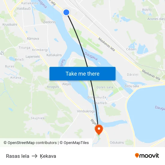Rasas Iela to Ķekava map