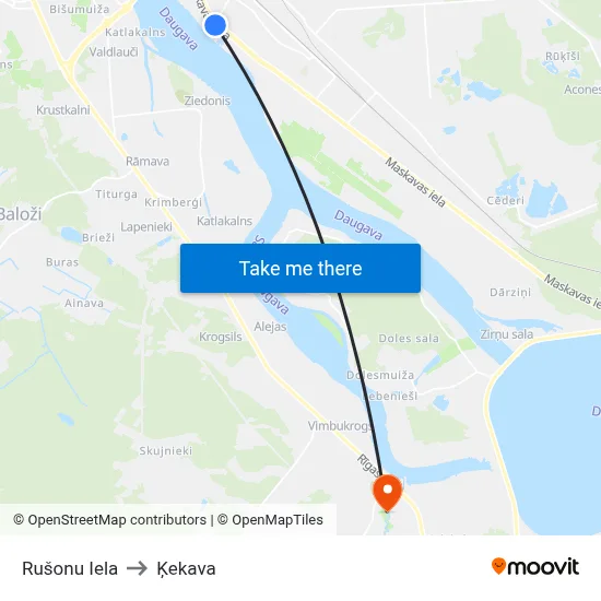 Rušonu Iela to Ķekava map
