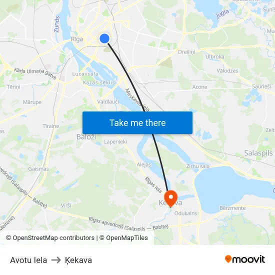 Avotu Iela to Ķekava map