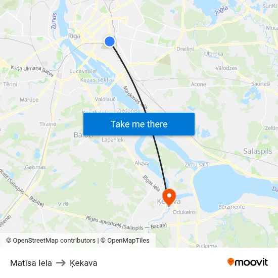 Matīsa Iela to Ķekava map