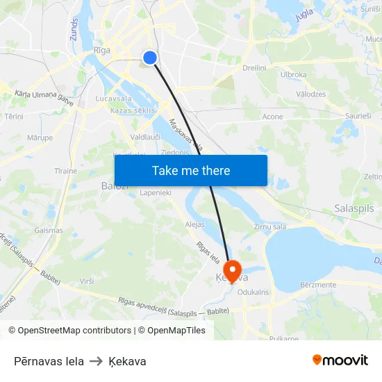 Pērnavas Iela to Ķekava map