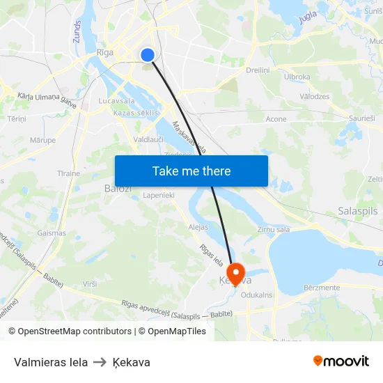 Valmieras Iela to Ķekava map