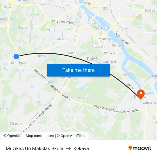 Mūzikas Un Mākslas Skola to Ķekava map