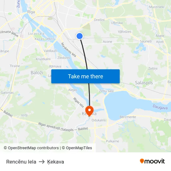 Rencēnu Iela to Ķekava map