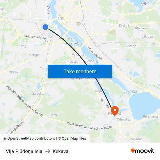 Viļa Plūdoņa Iela to Ķekava map