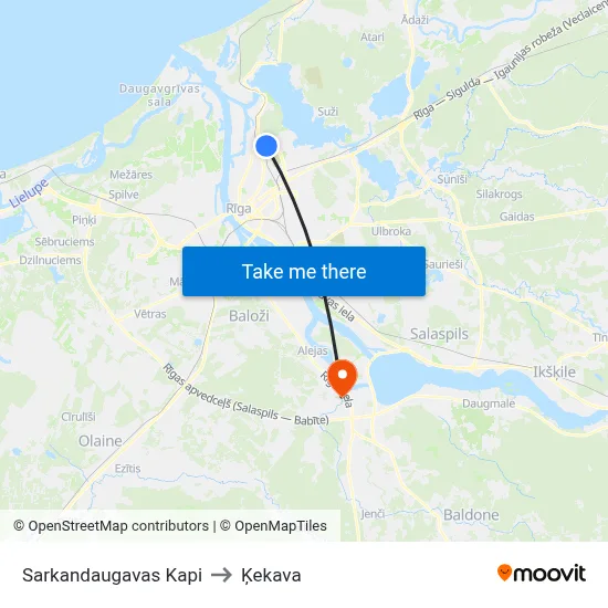 Sarkandaugavas Kapi to Ķekava map