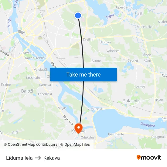 Līduma Iela to Ķekava map