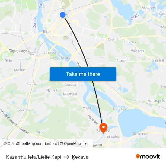 Kazarmu Iela/Lielie Kapi to Ķekava map