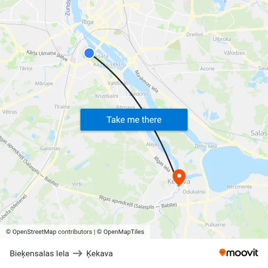 Bieķensalas Iela to Ķekava map