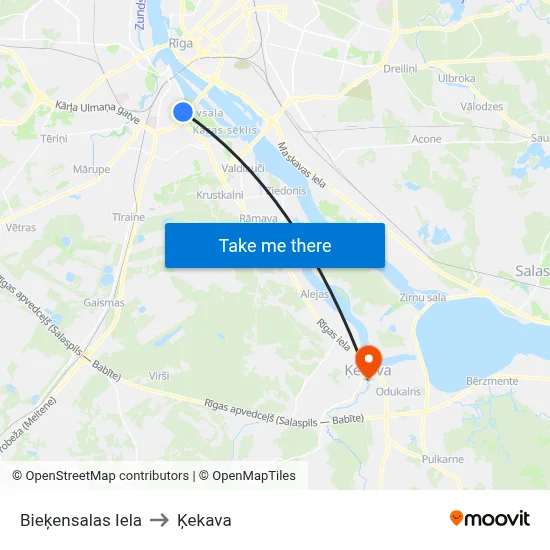 Bieķensalas Iela to Ķekava map