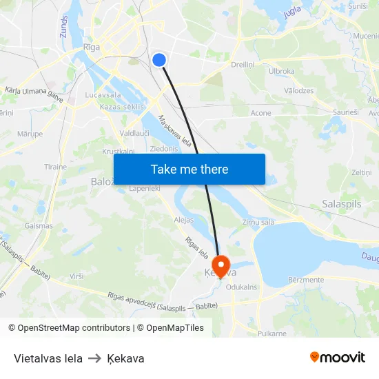 Vietalvas Iela to Ķekava map