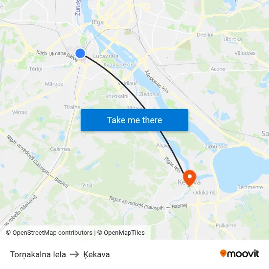 Torņakalna Iela to Ķekava map