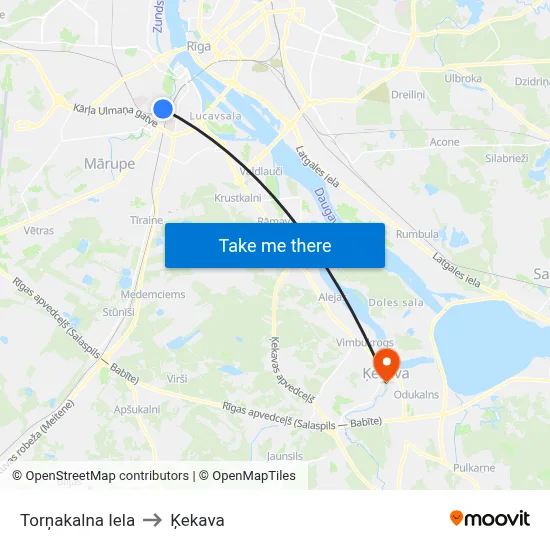 Torņakalna Iela to Ķekava map