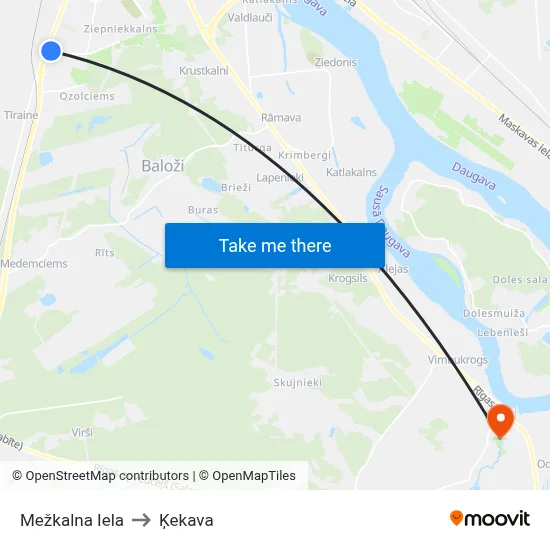 Mežkalna Iela to Ķekava map