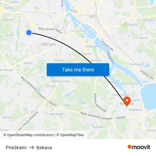 Priežkalni to Ķekava map