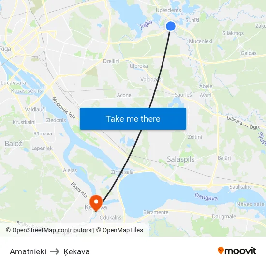 Amatnieki to Ķekava map