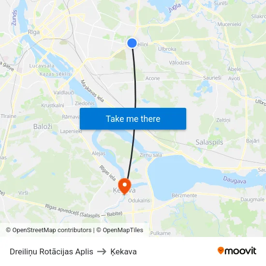 Dreiliņu Rotācijas Aplis to Ķekava map