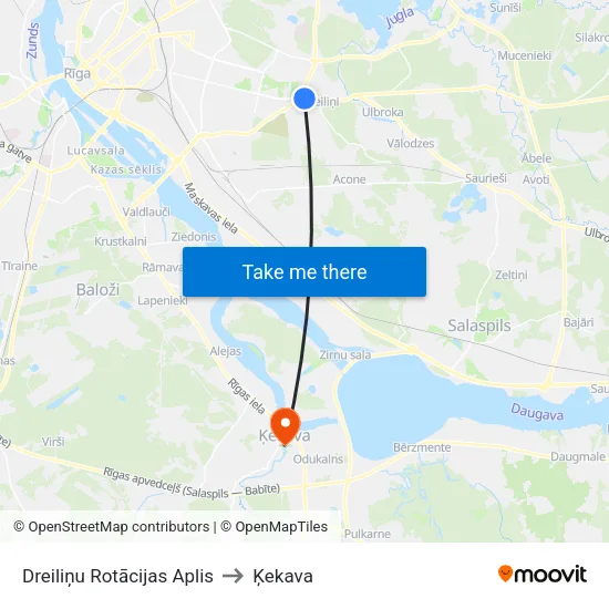 Dreiliņu Rotācijas Aplis to Ķekava map