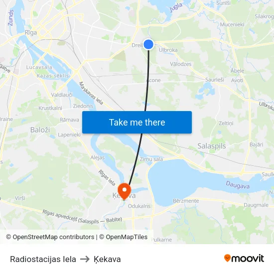 Radiostacijas Iela to Ķekava map