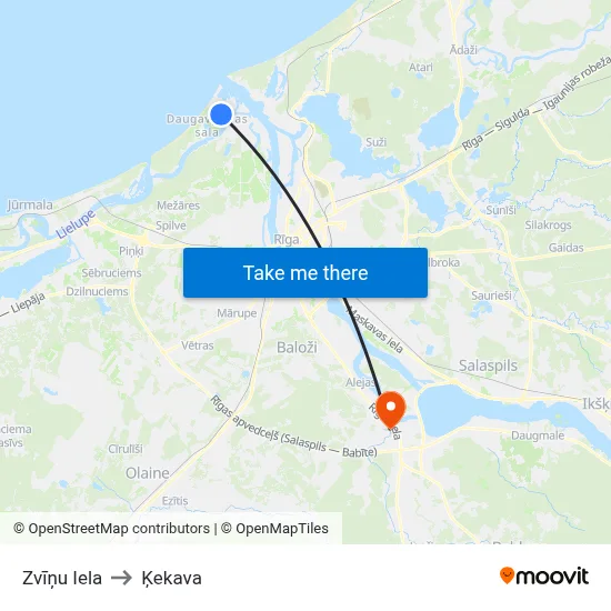 Zvīņu Iela to Ķekava map