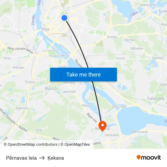 Pērnavas Iela to Ķekava map