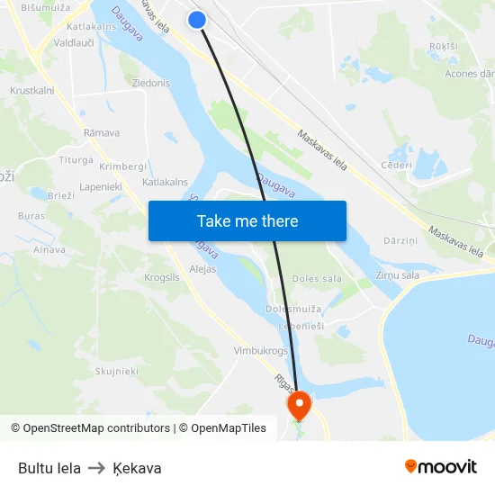 Bultu Iela to Ķekava map
