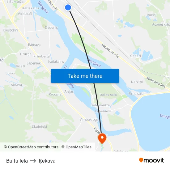 Bultu Iela to Ķekava map