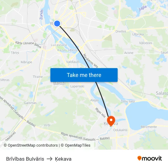 Brīvības Bulvāris to Ķekava map