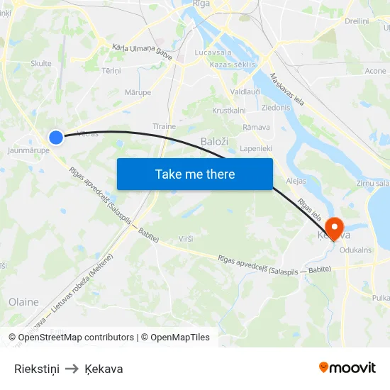 Riekstiņi to Ķekava map