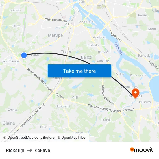 Riekstiņi to Ķekava map