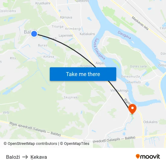 Baloži to Ķekava map