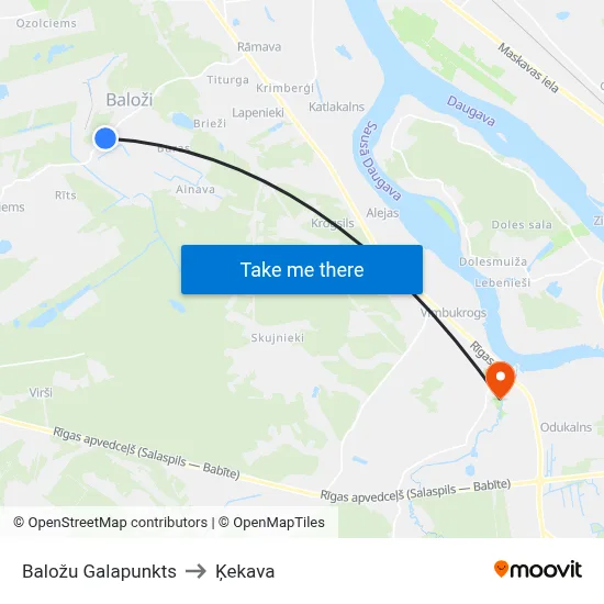 Baložu Galapunkts to Ķekava map