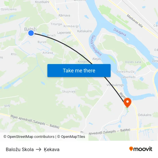 Baložu Skola to Ķekava map