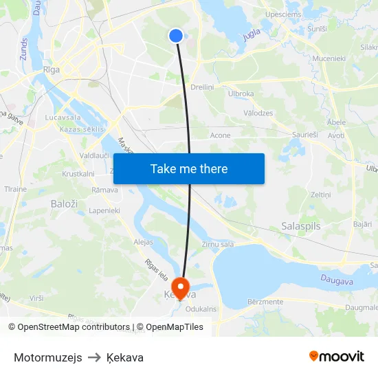Motormuzejs to Ķekava map