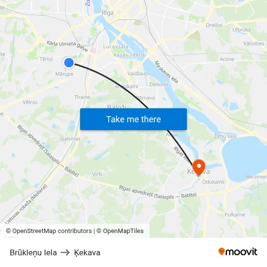 Brūkleņu Iela to Ķekava map