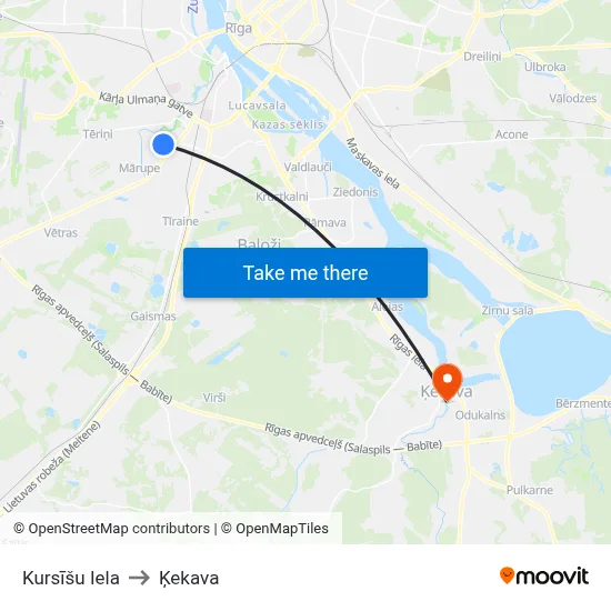 Kursīšu Iela to Ķekava map